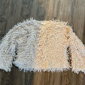 A.L.C Shaggy Cropped Cream Sweater